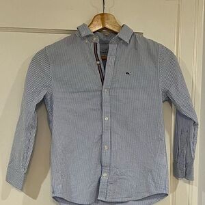 Vineyard Vines Boys Blue Striped Seersucker Shirt